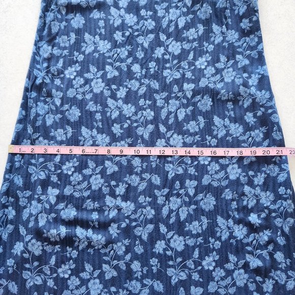 Vintage 90s Faded Glory Blue Floral Rayon Midi Tank Dress Size L - Picture 15 of 16